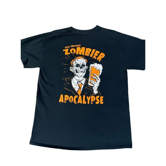 Gildan 2013 Old Chicago Apocalypse T-Shirt Unisex L Used Black Orange Halloween - Picture 5 of 14